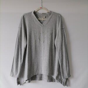 Live-Well Lifestyle Women's Gray V-Neck Long Sleeve Pullover Sweatshirt Size L